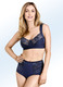 Soft-BH - Miss Mary BH mit elastischen Spitzeneinsätzen – Farbe MARINE – Ansicht 1 Soft-BH - Miss Mary BH mit elastischen Spitzeneinsätzen, in Größe 080 bis 120, in Cup E, in Farbe WEISS – Farbe MARINE – Ansicht 1
