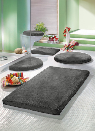 Badgarnituren - Mesana Badgarnitur mit rutschhemmender Rückseite – Farbe ANTHRAZIT Badgarnituren - Mesana Badgarnitur mit rutschhemmender Rückseite, in Größe 100 (Vorleger halbrund, 50/ 80 cm) bis 112 (Deckelbezug, 47/ 50 cm), in Farbe TÜRKIS