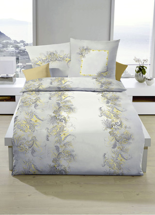 Bettwäschegarnituren - Bügelleichte Bettwäsche-Garnitur mit Reißverschluss, in Größe 112 (80x80 + 135x200 cm) bis 115 (80x80 + 155x220 cm), in Farbe SILBER