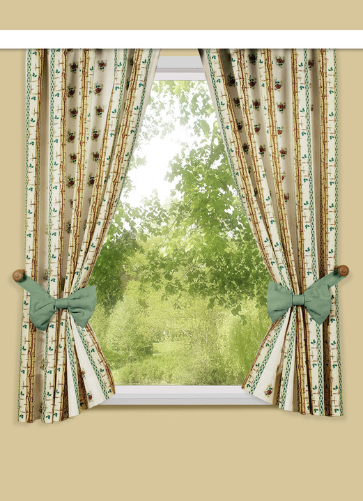 Klassisch - Einzelschal in Leinen-Optik mit Universalschienenband, in Größe 340 (H125xB 60 cm) bis 383 (H175xB132 cm), in Farbe NATUR-ROT Ansicht 2