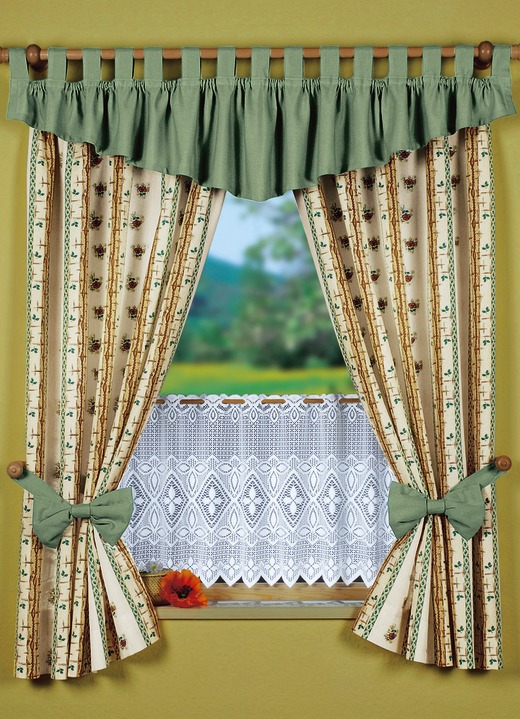 Kurzgardinen - Dekorative Schleifen-Raffhalter, 2er-Pack, in Farbe TERRA Ansicht 4