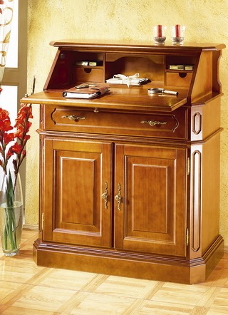 Stilmöbel - Sekretär mit eleganten, goldfarbenen Metallgriffen, in Farbe KIRSCHBAUM