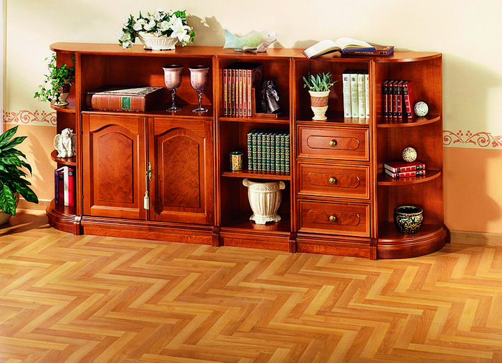 Stilmöbel - Teilmassive Möbelserie mit Echtholzfurnier, in Farbe KIRSCHBAUM, in Ausführung Regal, schmal Ansicht 2