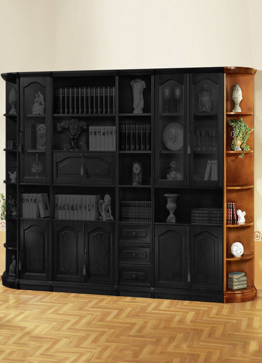 Stilmöbel - Teilmassive Möbelserie mit Echtholzfurnier, in Farbe KIRSCHBAUM, in Ausführung Hohes Abschlussregal Ansicht 2