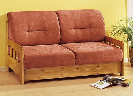Schlafsofas - Verwandlungssofa aus massiver Kiefer, in Farbe BRAUN, in Ausführung Verwandlungssofa – Farbe TERRA – Ansicht 