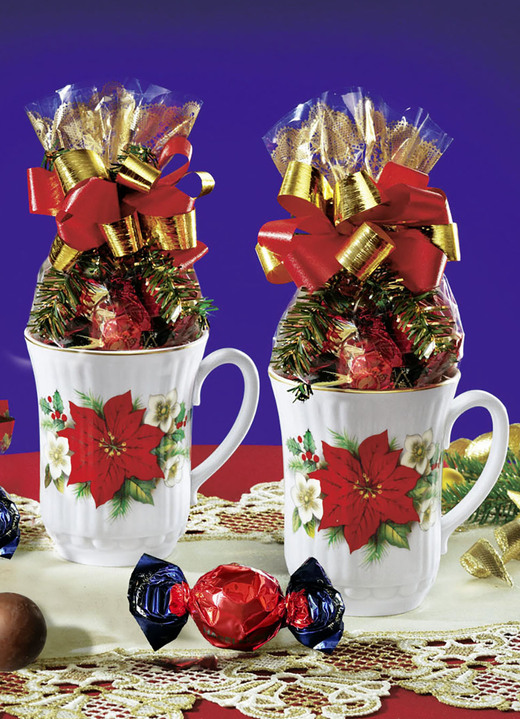 Weihnachtliche Geschenkideen - Porzellantassen mit Christ-Stern-Dekor, 2er-Set, in Farbe BUNT