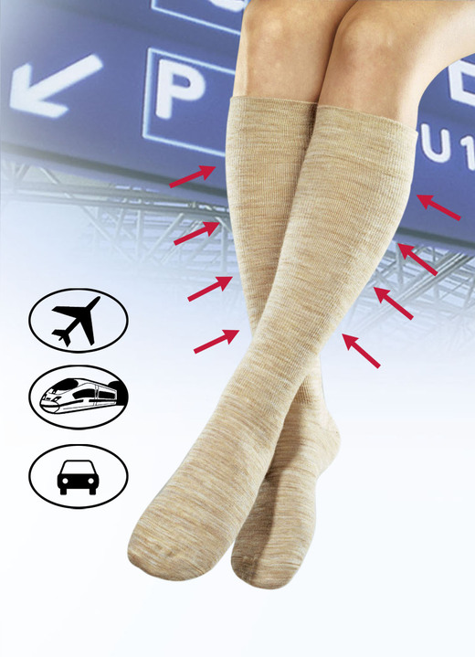 Gesundheitsstrümpfe - Dreierpack Stützkniestrümpfe, in Größe 1 (36–38) bis 4 (45–47), in Farbe BEIGE, in Ausführung Mit Baumwolle Ansicht 1