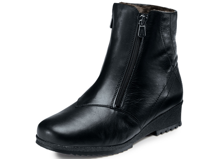 Stiefel & Stiefeletten - Stiefelette mit zwei seitlichen Reißverschlüssen, in Größe 036 bis 042, in Farbe SCHWARZ Ansicht 1