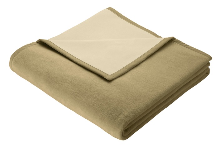 Decken - Schlafdecke mit Veloursbandeinfassung, in Größe 225 (150x200 cm) bis 295 (220x240 cm), in Farbe CAMEL Ansicht 1