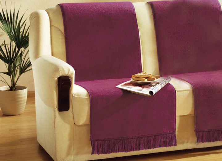 Sessel- & Sofaüberwürfe - Wohndecke und Sesselschoner mit Fransenabschluss, in Größe 102 (Sesselschoner, 50x200 cm) bis 325 (Sparset, 3-teilig), in Farbe CAMEL Ansicht 8