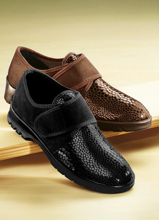 Slipper & Schnürschuhe - Florett Damen Klett-Halbschuh in extraweiter Passform, in Größe 036 bis 042, in Farbe SCHWARZ – Farbe SCHWARZ – Ansicht 