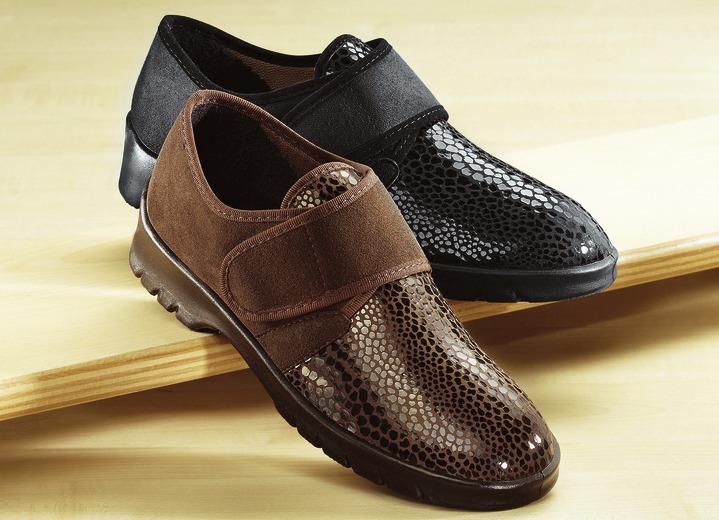 Slipper & Schnürschuhe - Florett Damen Klett-Halbschuh in extraweiter Passform, in Größe 036 bis 042, in Farbe MOCCA Ansicht 1