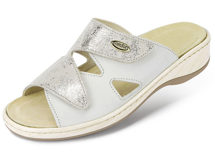 SALE % - ELENA EDEN Pantolette mit Wörishofer Kork-Lederfußbett, in Größe 036 bis 042, in Farbe ECRU Ansicht 1
