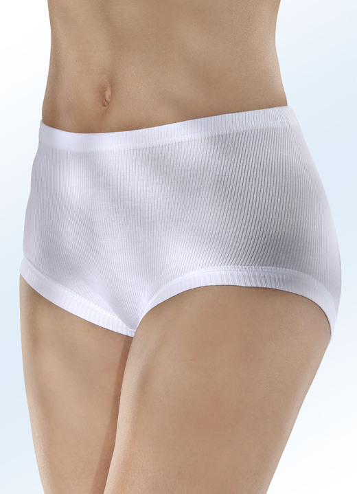 Slips - Fünferpack Slips mit auswechselbarem Gummizug, in Größe 040 bis 054, in Farbe WEISS