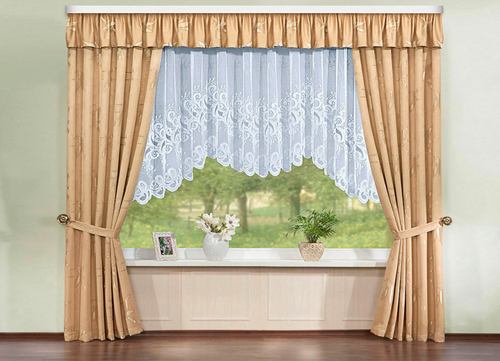 Klassisch - Formschöner M-Bogen Store mit Universalschienenband, in Größe 140 (M-Bogen Store, 125x300 cm) bis 181 (M-Bogen Store, 175x600 cm), in Farbe WEISS Ansicht 2