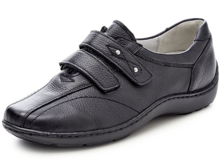 Slipper & Schnürschuhe - Waldläufer Klettschuh mit handangenähter Sohle, in Größe 3 1/2 bis 8, in Farbe SCHWARZ Ansicht 1