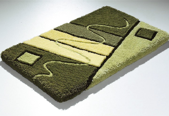 Badgarnituren - Barfußweiche Badgarnitur in harmonischen Farbtönen, in Größe 100 (Vorleger halbrund, 50x 80 cm) bis 112 (WC-Deckelbezug, 47x50 cm, mit Kordel), in Farbe LILA Ansicht 2