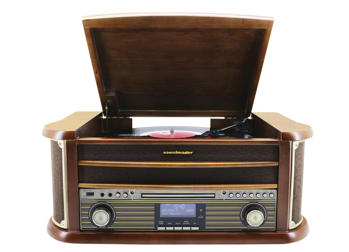 - DAB-Nostalgie-Stereoanlage im Echtholzgehäuse Ansicht 2 - DAB-Nostalgie-Stereoanlage im Echtholzgehäuse, in Farbe BRAUN Ansicht 2