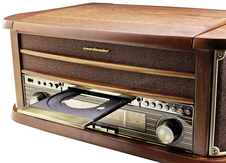 Nostalgiegeräte - Nostalgie-Stereoanlage mit MP3-Direktaufnahmefunktion Ansicht 4 Nostalgiegeräte - Nostalgie-Stereoanlage mit MP3-Direktaufnahmefunktion, in Farbe SCHWARZ Ansicht 4