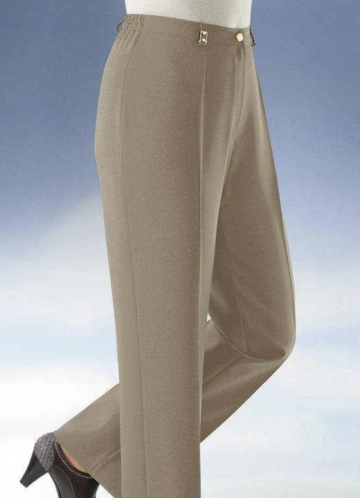 Hosen mit Knopf- und Reißverschluss - Hose mit weiterem Bundumfang in 9 Farben, in Größe 019 bis 245, in Farbe ECRU Ansicht 5