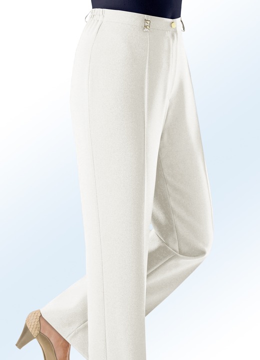 Hosen mit Knopf- und Reißverschluss - Hose mit weiterem Bundumfang in 9 Farben, in Größe 019 bis 245, in Farbe ECRU Ansicht 1