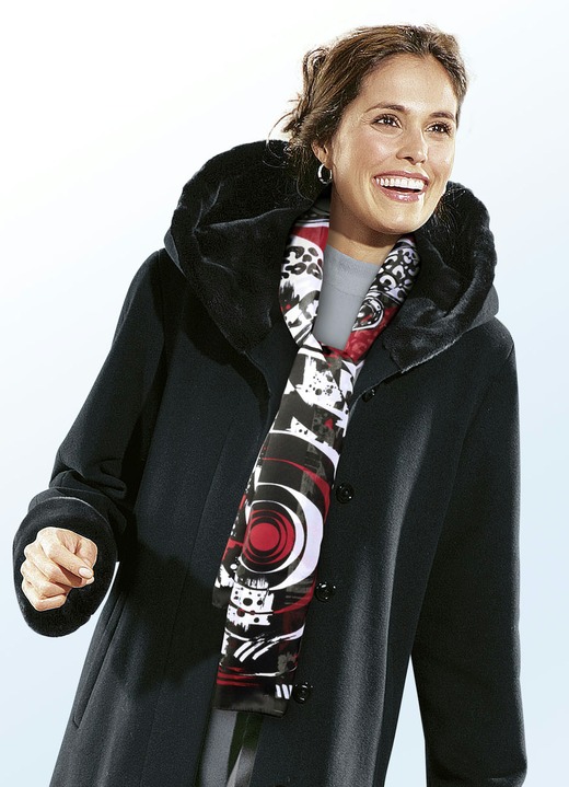 - Schal mit Fantasiedessin, in Farbe SCHWARZ-ROT Ansicht 2