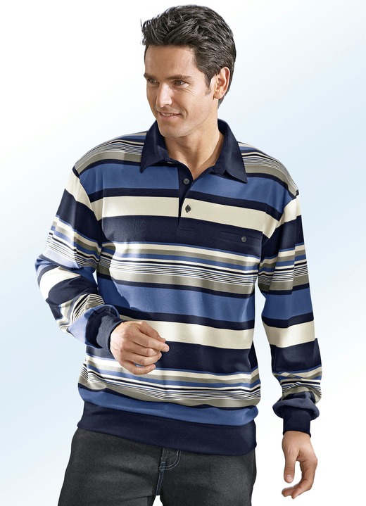 Sweatshirts - Poloshirt in 3 Farben Sweatshirts - Poloshirt in 3 Farben, in Größe 046 bis 062, in Farbe MARINE-BLAU- SCHLAMM-BEIGE