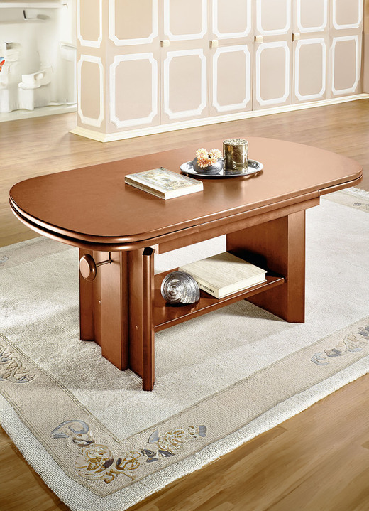 Klassische Möbel - Höhenverstell- und ausziehbarer Couchtisch, in Farbe KIRSCHBAUM Ansicht 1