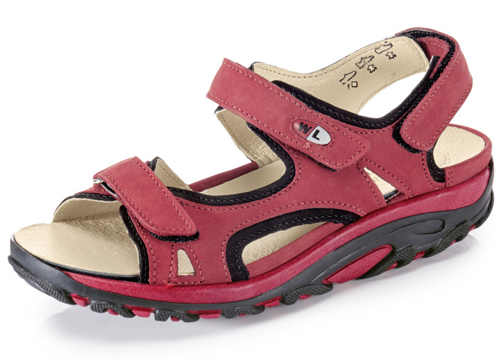 Sandaletten & Pantoletten - Waldläufer, sportliche Damen-Sandalen, Weite H, mit herausnehmbarem Fußbett, in Größe 3 1/2 bis 8, in Farbe GRANATROT-SCHWARZ Ansicht 1