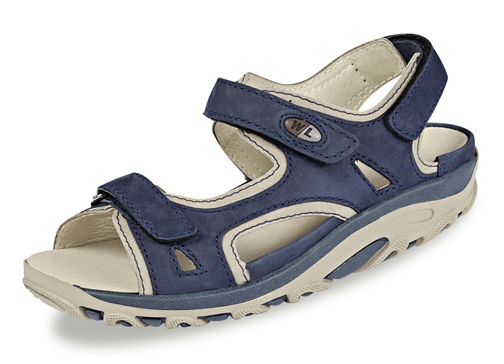 Sandaletten & Pantoletten - Waldläufer, sportliche Damen-Sandalen, Weite H, mit herausnehmbarem Fußbett, in Größe 3 1/2 bis 8, in Farbe MARINE-BEIGE Ansicht 1