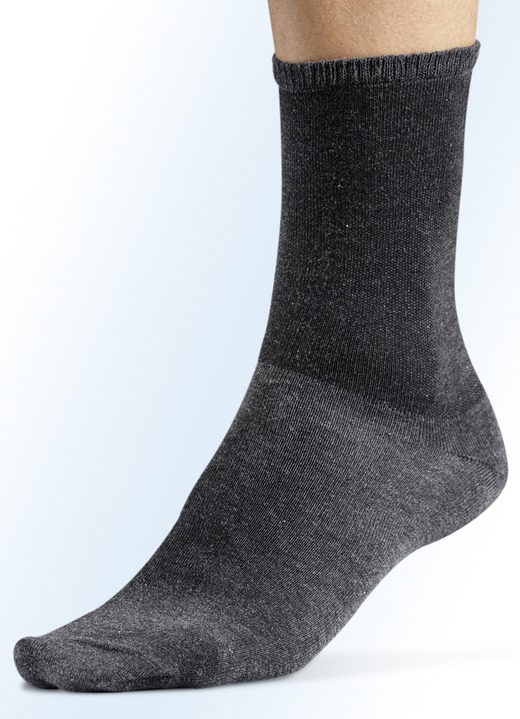 Strümpfe - Sechserpack Socken, uni, in Größe 001 (Schuhgröße 39-42) bis 002 (Schuhgröße 43-46), in Farbe 2X ANTHRAZIT MELIERT, 2X SCHWARZ, 2X MARINE Ansicht 1