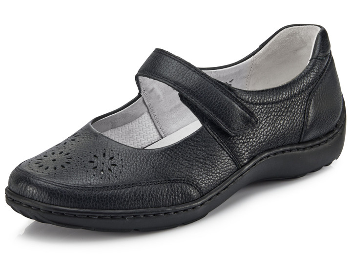 Slipper & Schnürschuhe - Waldläufer, bequeme Damen-Slipper, Weite H, mit herausnehmbarem Fußbett, in Größe 4 bis 8 1/2, in Farbe BLEU Ansicht 10