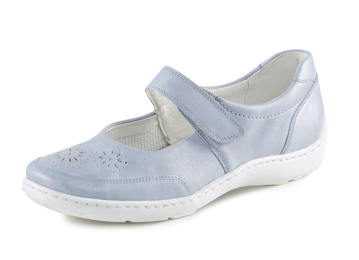 Slipper & Schnürschuhe - Waldläufer, bequeme Damen-Slipper, Weite H, mit herausnehmbarem Fußbett, in Größe 4 bis 8 1/2, in Farbe BLEU Ansicht 1