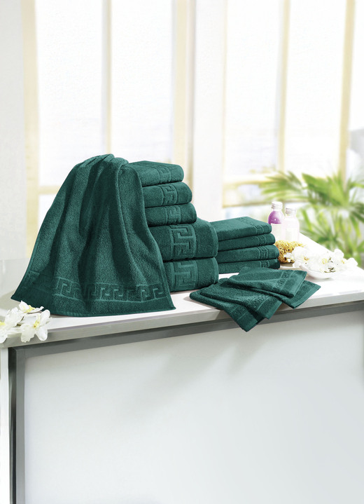 Handtücher - Frottierserie mit Mäander-Jacquard-Struktur Ansicht 8 Handtücher - Frottierserie mit Mäander-Jacquard-Struktur, in Größe 200 (1 Handtuch, 50/ 90 cm) bis 208 (Sparset, 14-teilig), in Farbe TERRA Ansicht 8