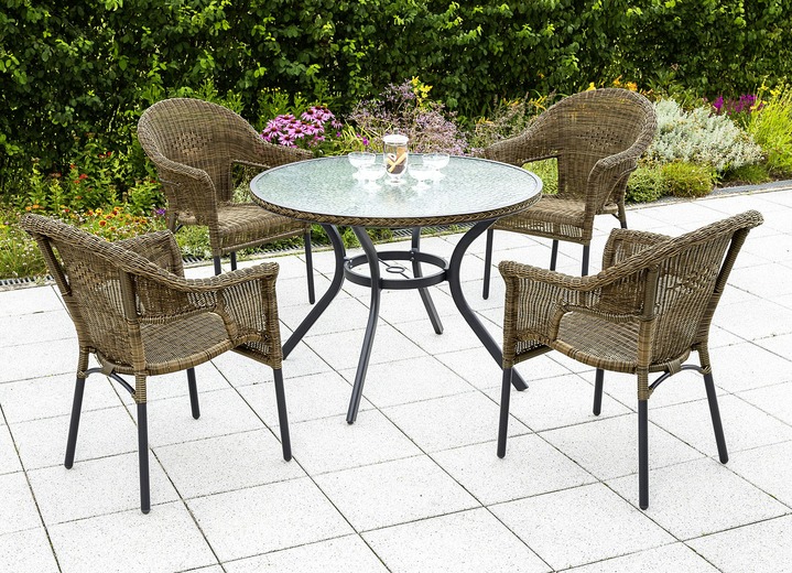 Garten - Ravenna Gartenmöbel-Set, 5-teilig, in Farbe BRAUN, in Ausführung Sparset mit rundem Tisch Ansicht 1