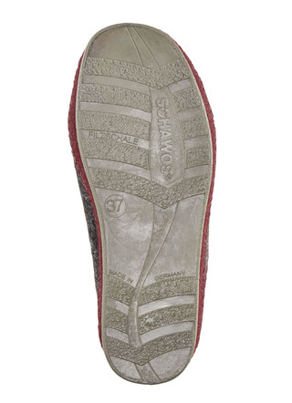 Hausschuhe - Atmungsaktive Damen-Hausschuhe, mit Schurwolle, in Größe 036 bis 043, in Farbe BORDEAUX-SCHWARZ – Farbe ANTHRAZIT-BORDEAUX – Ansicht 