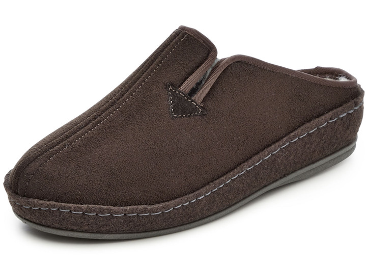 Hausschuhe - Atmungsaktive Herren-Hausschuhe, mit Schurwolle, in Größe 040 bis 046, in Farbe BRAUN Ansicht 1