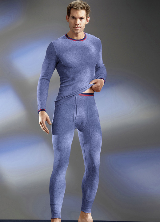 Unterhemden - Permatherm Zweierpack Schlupfjacken, langarm, Winterwäsche, in Größe 004 bis 009, in Farbe 1X JEANSBLAU MELIERT, 1X ANTHRAZIT MELIERT Ansicht 2