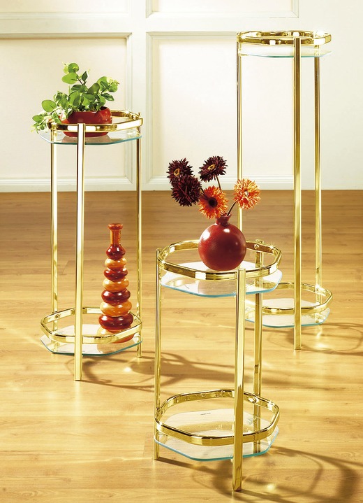 Klassische Möbel - Edle Blumensäule aus messingfarbenem Stahlrohr Ansicht 2 Klassische Möbel - Edle Blumensäule aus messingfarbenem Stahlrohr, in Farbe ALU Ansicht 2