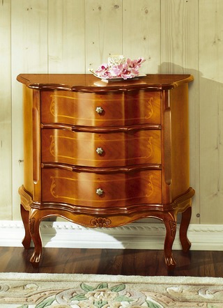 Stilmöbel - Kommode mit Schubladen, in Farbe NUSSBAUM, in Ausführung 3 Schubladen – Farbe KIRSCHBAUM – Ansicht 