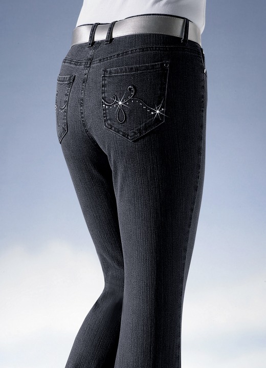 Jeans - Jeans verziert mit funkelnden Strasssteinen, in Größe 018 bis 088, in Farbe SCHWARZ Ansicht 1