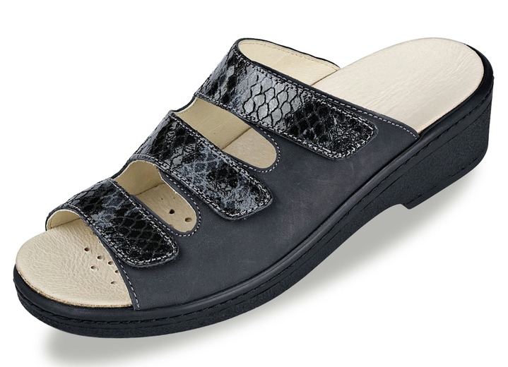 Pantolette In 2 Farben Mit Herausnehmbarem Kork Latex Lederfussbett Weite H Schuhe Bader