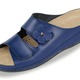 Sandaletten & Pantoletten - Bequeme Damen-Pantoletten, Weite G, mit Lederblüte, in Größe 036 bis 042, in Farbe BLAU