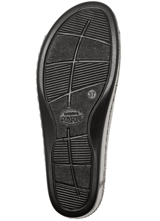 Sandaletten & Pantoletten - Bequeme Damen-Pantoletten, Weite G, mit Lederblüte, in Größe 036 bis 042, in Farbe BLAU Ansicht 5