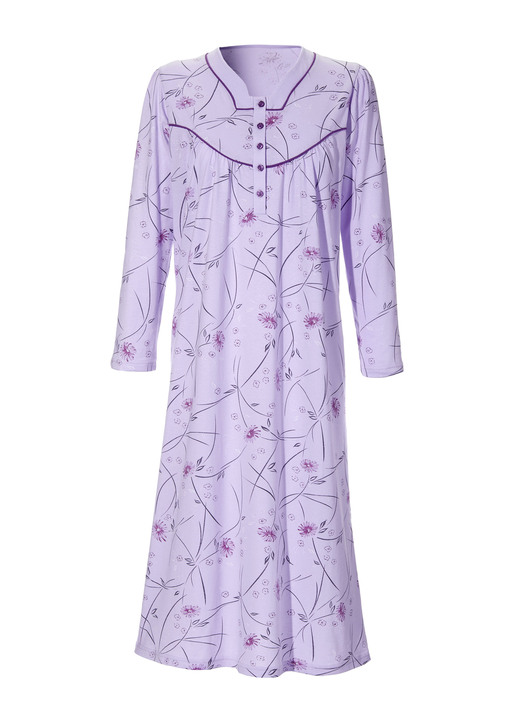 Langarm - Nachthemd, Langarm mit Knopfleiste Ansicht 2 Langarm - Nachthemd, Langarm mit Knopfleiste, in Größe 038 bis 060, in Farbe KROKUS-BUNT Ansicht 2