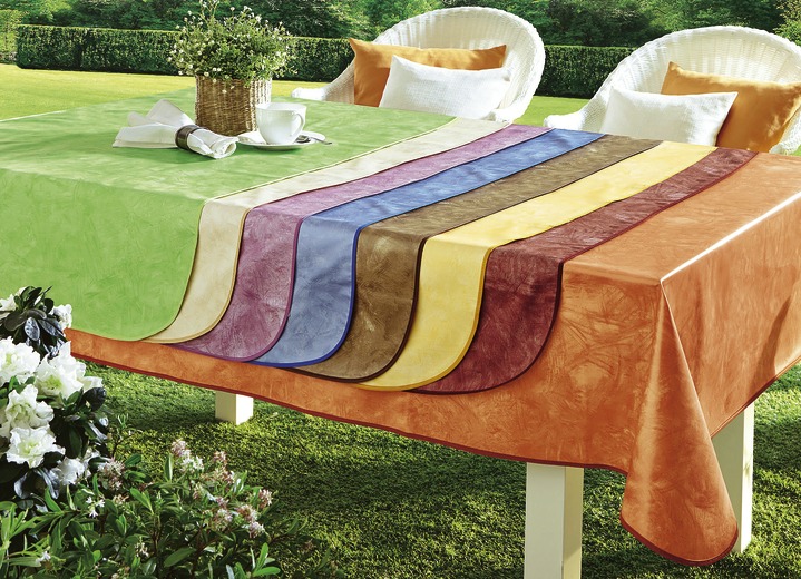 Tischdecken - Klassisch marmorierte Wachstuch-Tischdecke Ansicht 2 Tischdecken - Klassisch marmorierte Wachstuch-Tischdecke, in Größe 108 (Tischdecke, 80/ 80 cm) bis 220 (Tischdecke, oval, 155/220 cm), in Farbe TERRA Ansicht 2