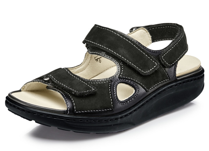Damenmode - Waldläufer Klett-Sandale mit Abrollfunktion, in Größe 3 1/2 bis 8, in Farbe SCHWARZ Ansicht 1