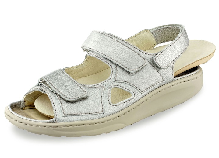 Sandaletten & Pantoletten - Waldläufer, bequeme Damen-Sandalen, Weite H, mit herausnehmbarem Fußbett Ansicht 4 Sandaletten & Pantoletten - Waldläufer, bequeme Damen-Sandalen, Weite H, mit herausnehmbarem Fußbett, in Größe 3 1/2 bis 8, in Farbe STAHLBLAU Ansicht 4