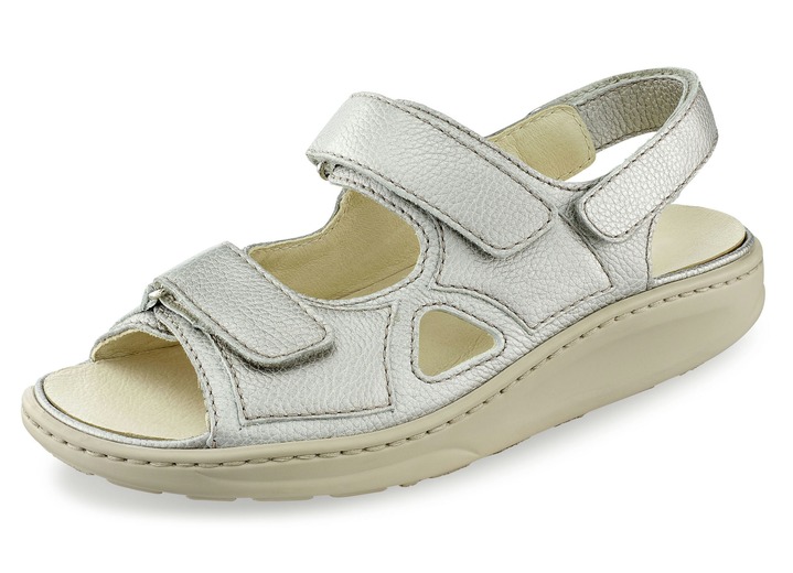 Sandaletten & Pantoletten - Waldläufer, bequeme Damen-Sandalen, Weite H, mit herausnehmbarem Fußbett Ansicht 3 Sandaletten & Pantoletten - Waldläufer, bequeme Damen-Sandalen, Weite H, mit herausnehmbarem Fußbett, in Größe 3 1/2 bis 8, in Farbe STAHLBLAU Ansicht 3