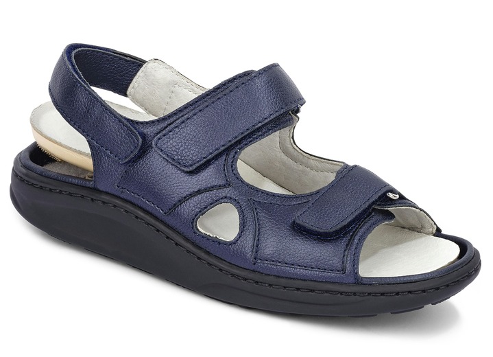 Sandaletten & Pantoletten - Waldläufer, bequeme Damen-Sandalen, Weite H, mit herausnehmbarem Fußbett Ansicht 2 Sandaletten & Pantoletten - Waldläufer, bequeme Damen-Sandalen, Weite H, mit herausnehmbarem Fußbett, in Größe 3 1/2 bis 8, in Farbe STAHLBLAU Ansicht 2